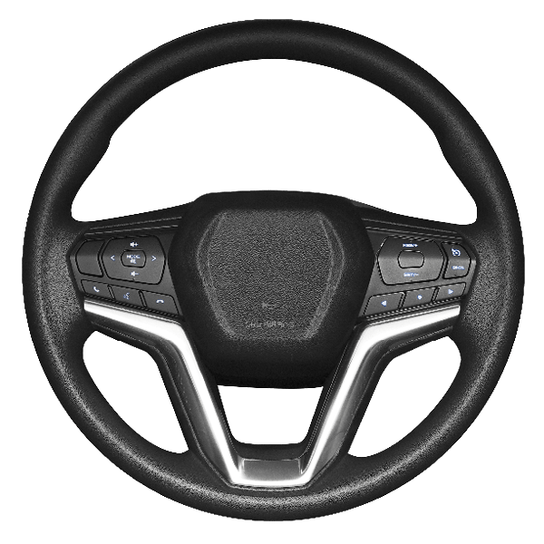 Modernes Multifunktionslenkrad aus Leder.